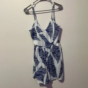 blue and white romper